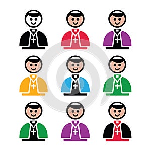 Catholic church pope icon set