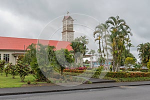 The catholic church of San Juan Bosco in La Fortuna, Costa Rica photo
