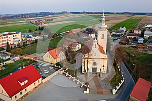 Catholic church situated in small village in Poland