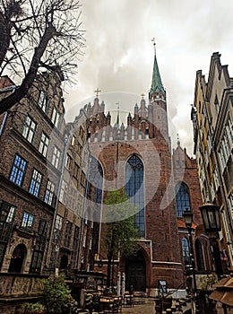The Catholic Church of St. Mary, or Mariacka Basilica, is the largest brick building in the world.  Gdansk, Poland photo