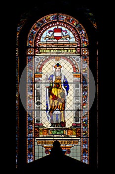 Catholic church stained glass window