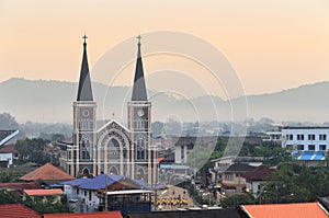 Catholic Church during sunrise at Chanthaburi province, thailand