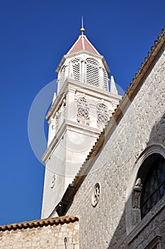 Catholic church tower in Trogir, Croatia