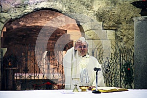 Catholic Mass in the Grotto of the Basilica of the Annunciation, Nazareth, Israel