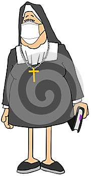 Catholic Nun wearing a face mask