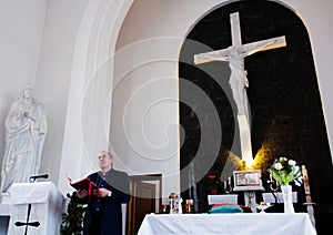 Catholic priest during Easter mass