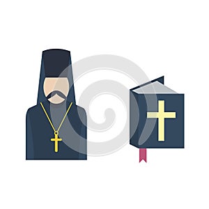 Catholic priest icon vector.