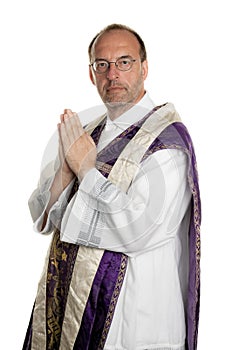 Catholic priests in prayer in worship photo