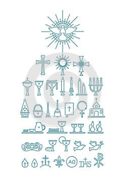 catholic religion icons. Vector illustration decorative design
