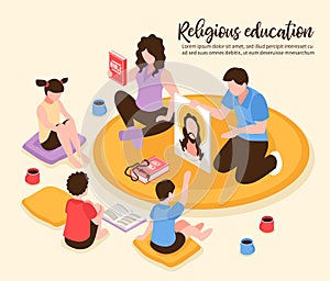 Home Religious Education Isometric Illustration photo