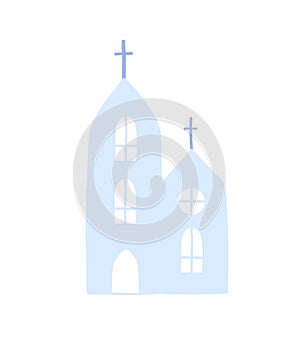 Catolic church isolated icon. Christian building outside