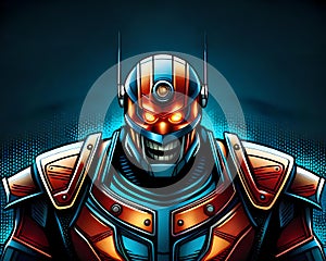 Catoon style grinning evil robot