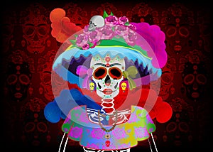 Catrina La Calavera. Catrina is a character of the mexican popular culture that represent the death and is part of the collective