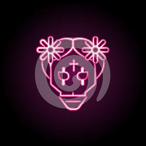 Catrina neon icon. Simple thin line, outline vector of dia de muertos icons for ui and ux, website or mobile application