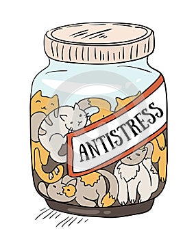 Cats - antistress medicine. Cheerful vector poster.