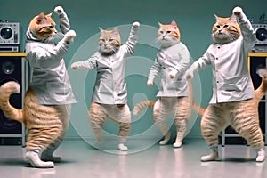 Cats as scientists experiment created with Generative AI technology