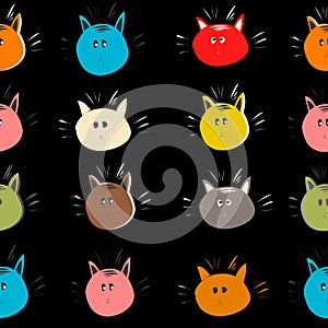 Cats on black background