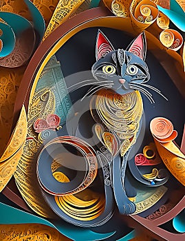 Cats brought to life through the intricate beauty of paper art, capturing their elegance and playfulness in every delicate fold.