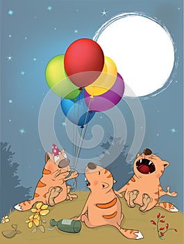 Cats celebrates birthday cartoon