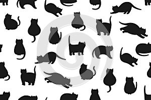 Cats cute silhouette seamless pattern shape kitty purebred pet animals boundless wallpaper vector