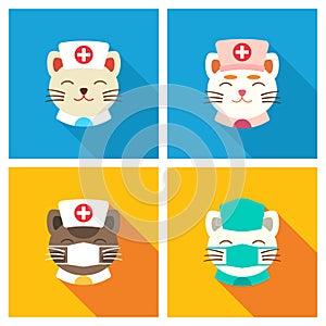 Cats doctors icon flat