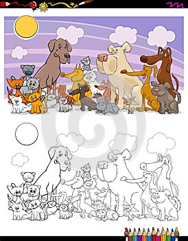 Cats and dogs characters coloring book