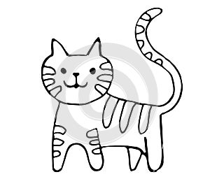 cats drawn with a black outline, isolated on a white background