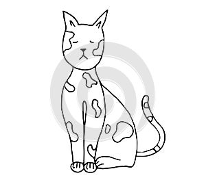 cats drawn with a black outline, isolated on a white background