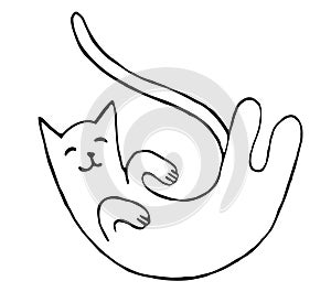 cats drawn with a black outline, isolated on a white background