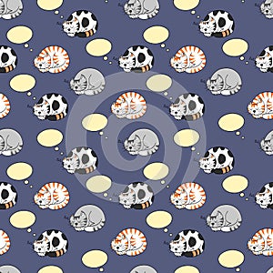 Cats Dreaming Seamless Pattern
