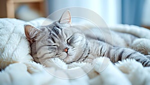 Cats Embracing in Soft Bedding