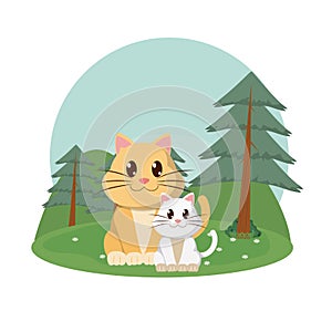 Cats family cute animals cartoons