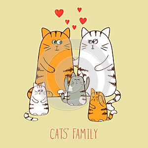 Cats family. Cute kittens.