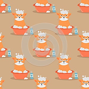 Cats heads vector illustration cute animal funny seamless pattern