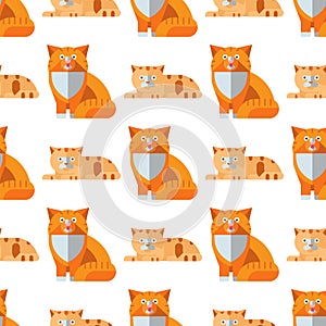 Cats heads vector illustration cute animal funny seamless pattern background characters feline domestic trendy pet