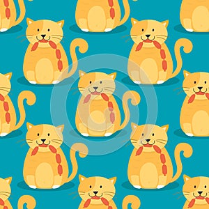 Cats heads vector illustration cute animal funny seamless pattern background characters feline domestic trendy pet