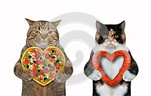 Cats hold heart shaped food