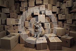 cats with lots of cardboard boxes