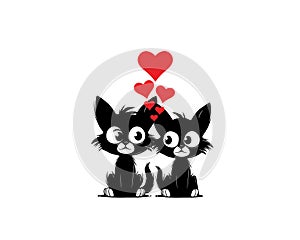 Cats in love, vector. Funny cartoon illustration