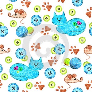 Cats mice on a white background