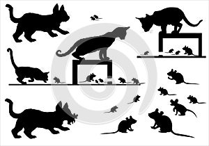 Cats And Mouse Silhouette