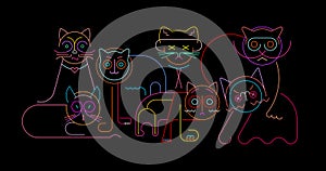 Neon Cats vector illustration