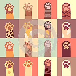 Cats paw vector flat icon set