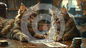 Cats Playing Cards Funny Cute Hilarious Cats Adorable Pet Art