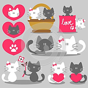 Cats romantic valentine set