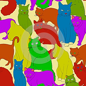 Cats seamless Pattern Background. Vector Illustration.