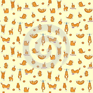 Cats seamless pattern vector. Cartoon cat background for baby, child fabric print