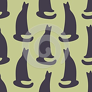 Cats silhouettes seamless pattern. Vector stock illustration eps10.