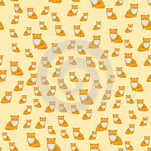 Cats vector illustration cute animal seamless pattern funny decorative kitty characters feline domestic trendy pet