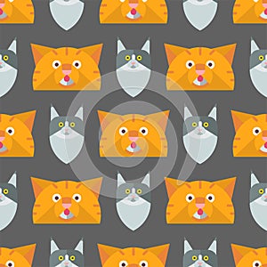 Cats vector illustration cute animal seamless pattern funny decorative kitty characters feline domestic trendy pet